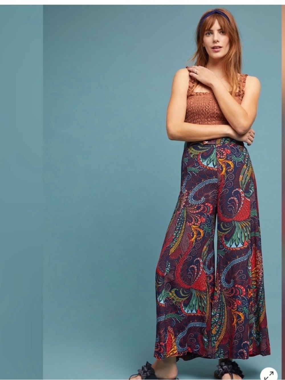 Anthropologie Ett:twa takutea Wide Leg Paisley Print Palazzo Pants size 4